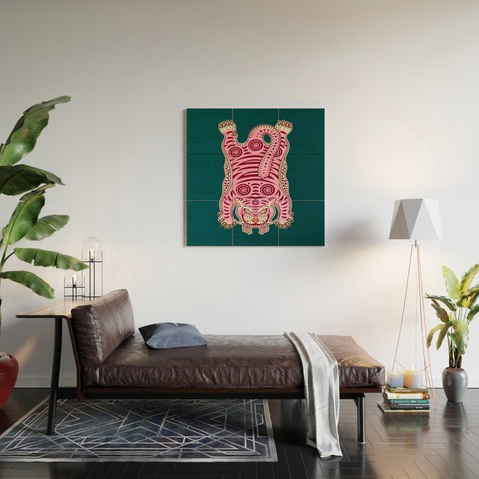 King Of The Jungle 02: Pink Tiger Edition Wood Wall Art Gallery Image 2