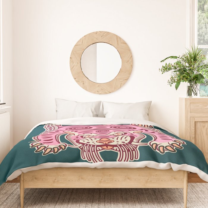 King Of The Jungle 02: Pink Tiger Edition Duvet Cover Gallery Image 3