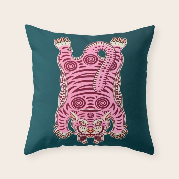 King Of The Jungle 02: Pink Tiger Edition Throw Pillow Gallery Image 6