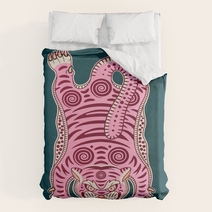 King Of The Jungle 02: Pink Tiger Edition Duvet Cover Gallery Image 1