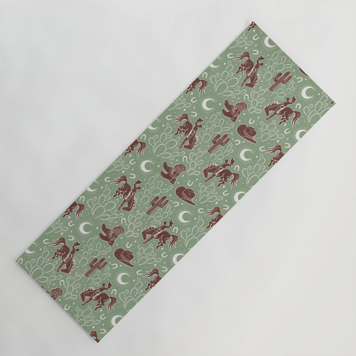 Cowboys and Cacti - sage Yoga Mat Gallery Image 1