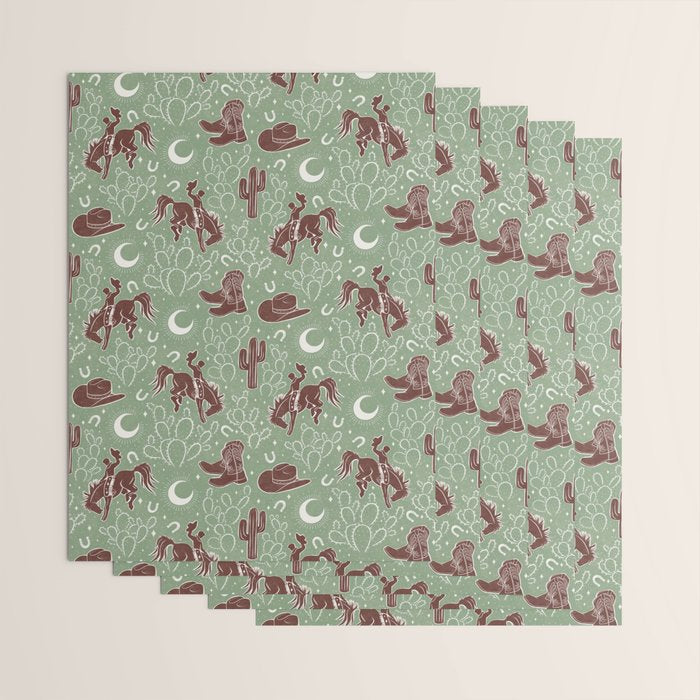 Cowboys and Cacti - sage Wrapping Paper Gallery Image 3
