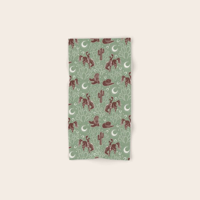 Cowboys and Cacti - sage Bath Towel Gallery Image 1