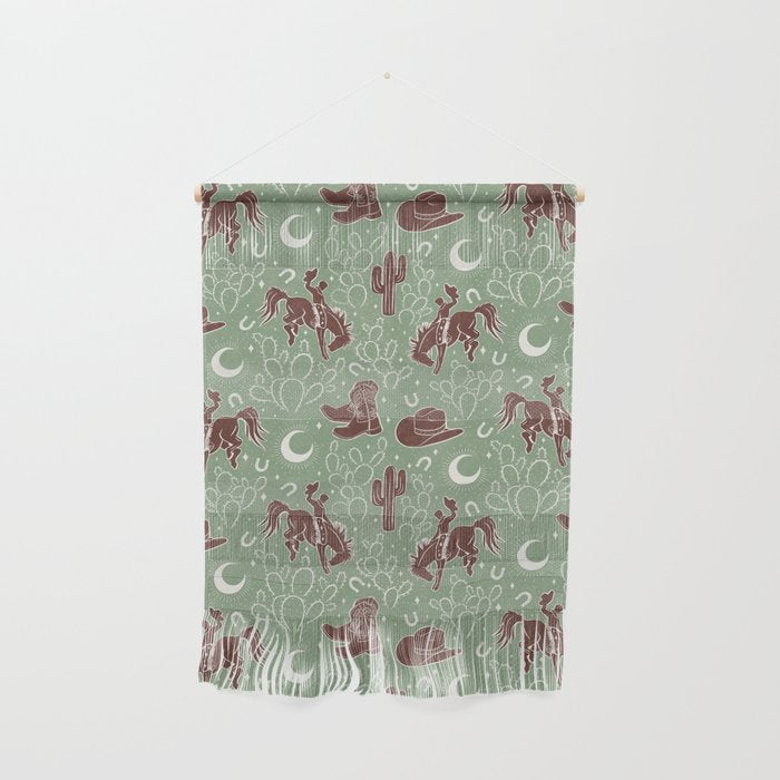 Cowboys and Cacti - sage Wall Hanging Gallery Image 1