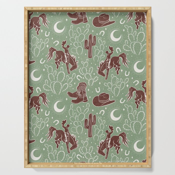 Cowboys and Cacti - sage Serving Tray Gallery Image 1