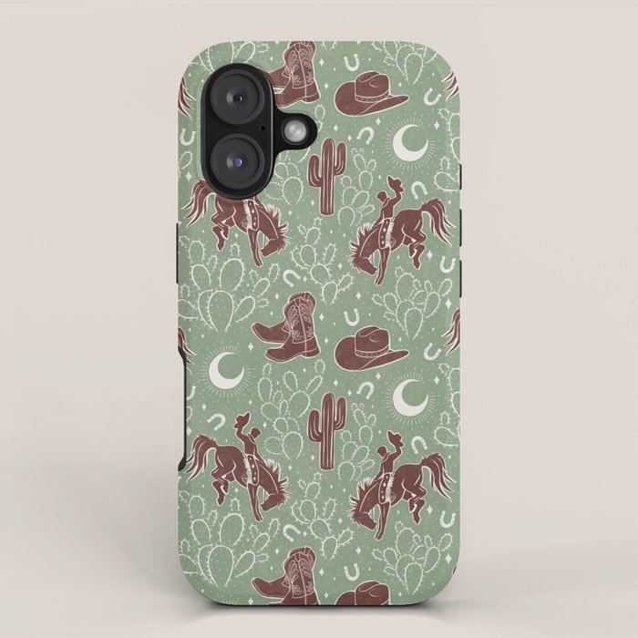 Cowboys and Cacti - sage iPhone Case Gallery Image 1