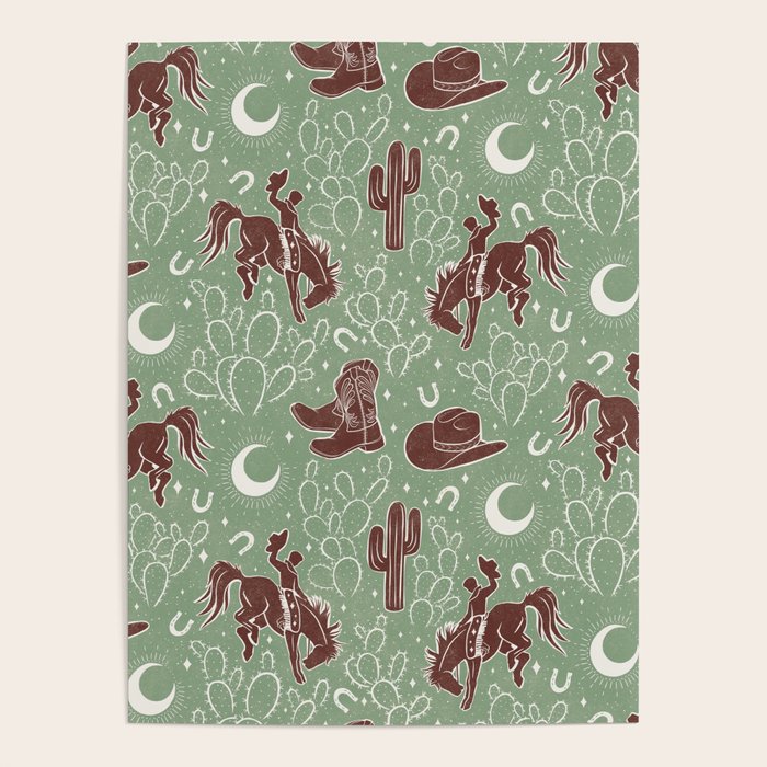 Cowboys and Cacti - sage Poster Gallery Image 4