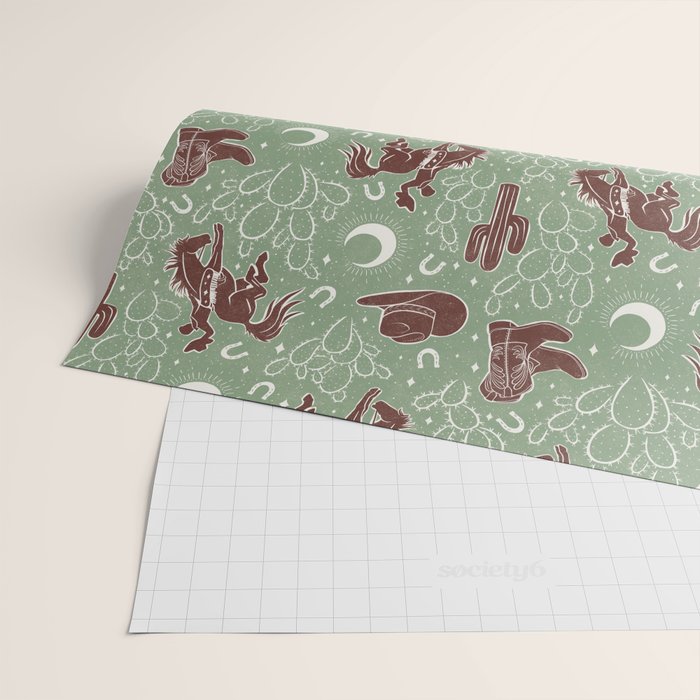 Cowboys and Cacti - sage Wrapping Paper Gallery Image 2