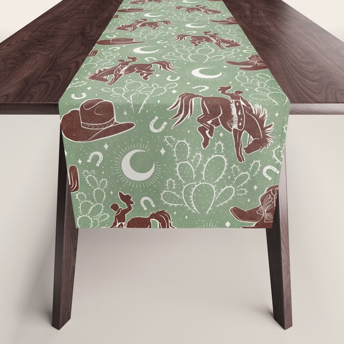 Cowboys and Cacti - sage Table Runner Gallery Image 1