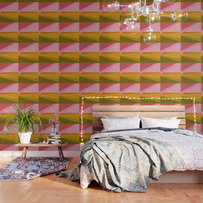 Colorful Geometric Abstract in Pink, Mustard, and Green Wallpaper Gallery Image 1