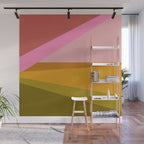 Colorful Geometric Abstract in Pink, Mustard, and Green Wall Mural Gallery Image 1