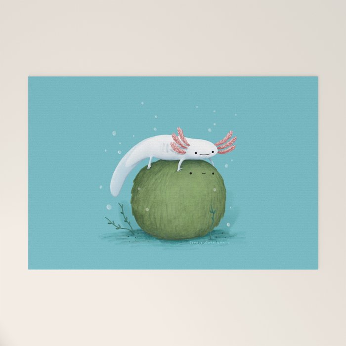 Axolotl on a Mossball Welcome Mat Gallery Image 1