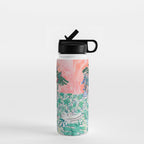 Cockatoo Vase - Bouquet of Flowers on Coral and Jungle Water Bottle Gallery Image 1