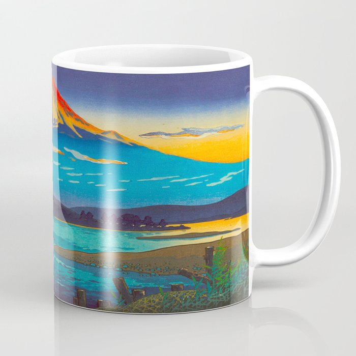 Tsuchiya Koitsu Tokaido Fujikawa Japanese Woodblock Print Sunset Colorful Hues Mountain Landscape Coffee Mug Gallery Image 1