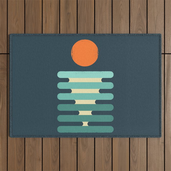 Minimalist ocean Outdoor Rug Gallery Image 1