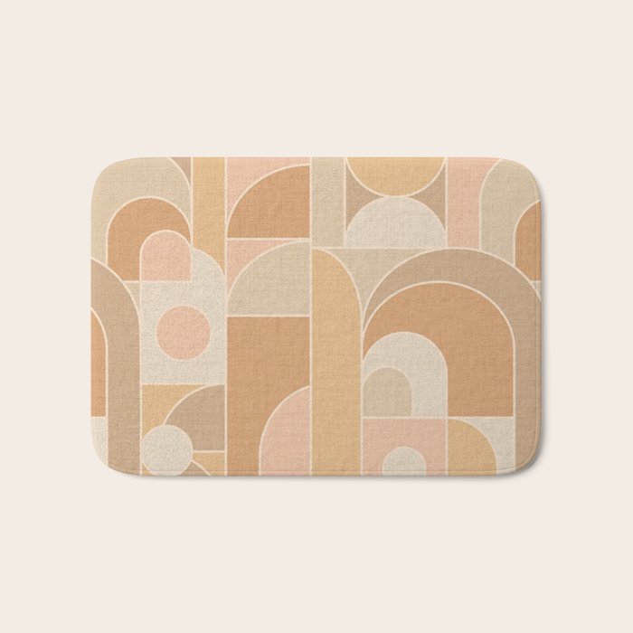 Abstract Bauhaus Shapes - Neutral Colors Bath Mat Gallery Image 1