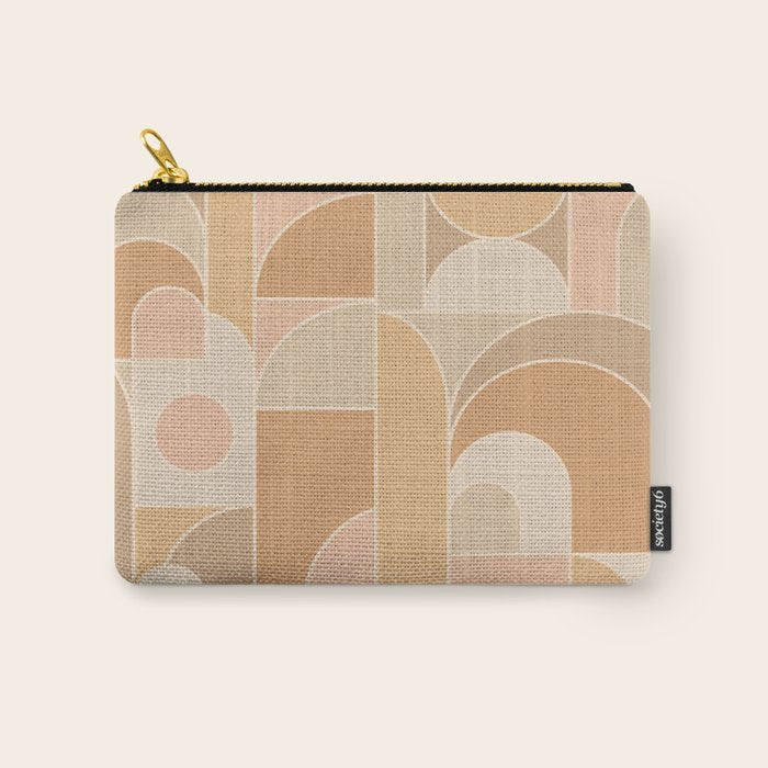Abstract Bauhaus Shapes - Neutral Colors Carry All Pouch Gallery Image 1