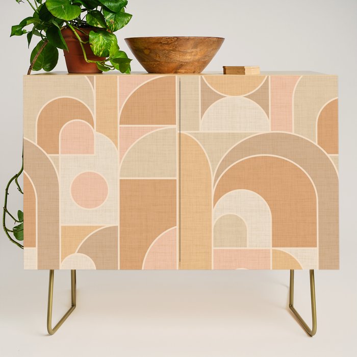 Abstract Bauhaus Shapes - Neutral Colors Credenza Gallery Image 1
