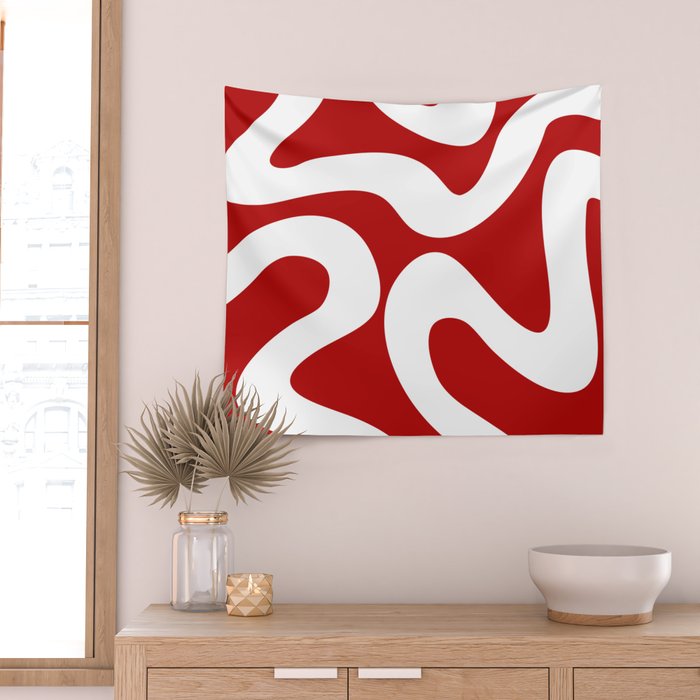 Abstract waves - red Wall Tapestry Gallery Image 2