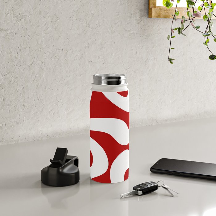Abstract waves - red Water Bottle Gallery Image 4