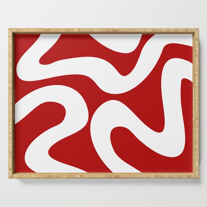 Abstract waves - red Serving Tray Gallery Image 1