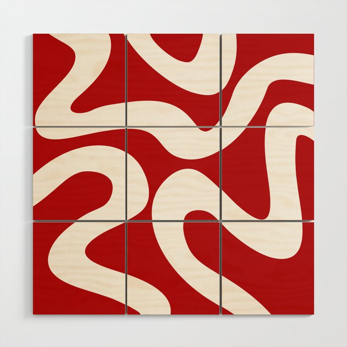 Abstract waves - red Wood Wall Art Gallery Image 1