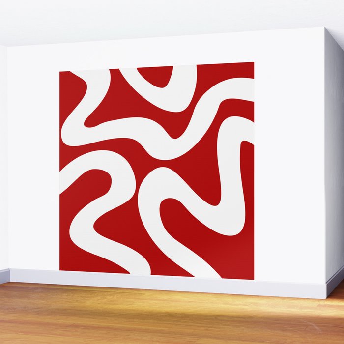 Abstract waves - red Wall Mural Gallery Image 2