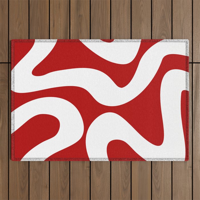 Abstract waves - red Outdoor Rug Gallery Image 1