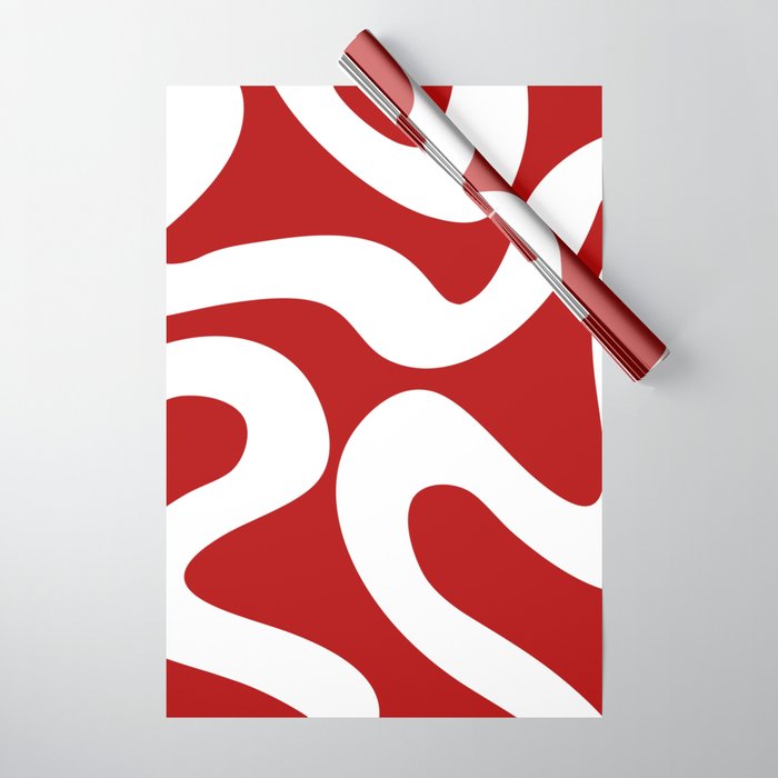 Abstract waves - red Wrapping Paper Gallery Image 1