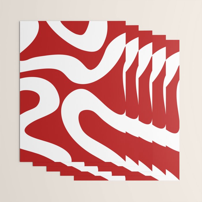 Abstract waves - red Wrapping Paper Gallery Image 3