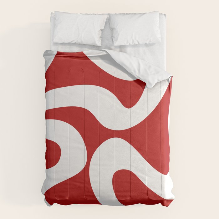 Abstract waves - red Comforter Gallery Image 6