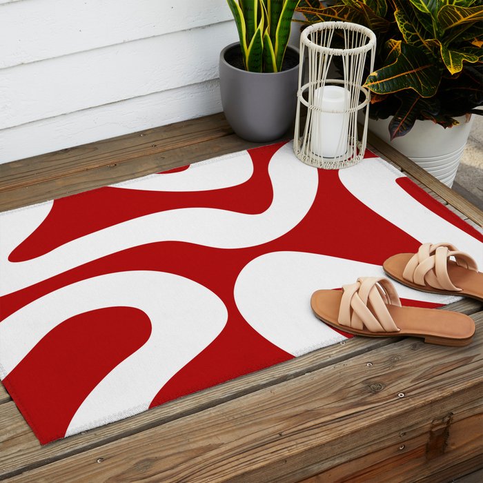 Abstract waves - red Outdoor Rug Gallery Image 2