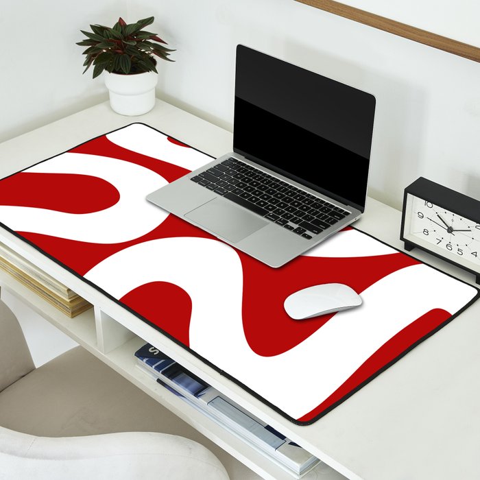 Abstract waves - red Desk Mat Gallery Image 2