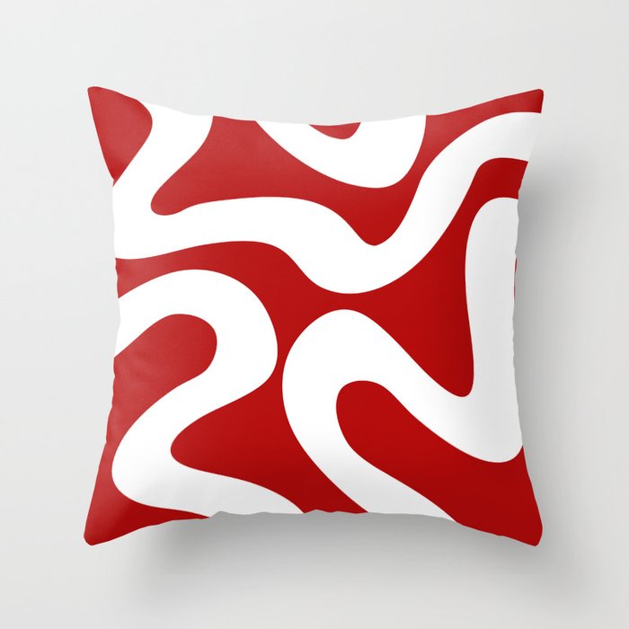 Abstract waves - red Throw Pillow Gallery Image 1