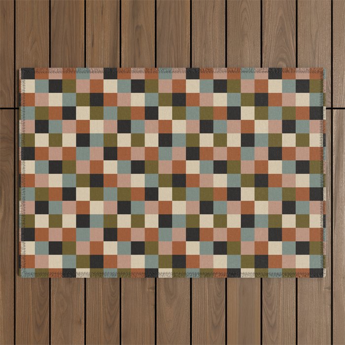 Bold Colorful Checks Pattern - Small II Outdoor Rug Gallery Image 1