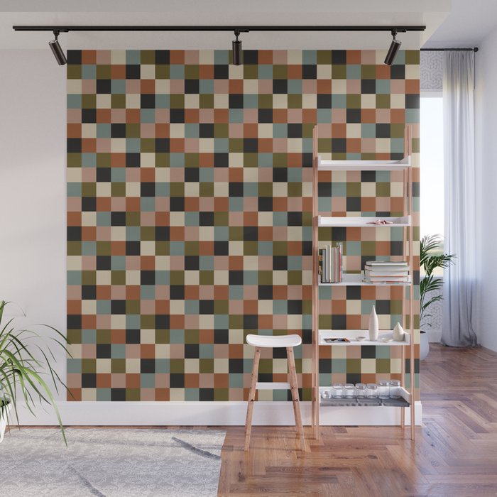 Bold Colorful Checks Pattern - Small II Wall Mural Gallery Image 1