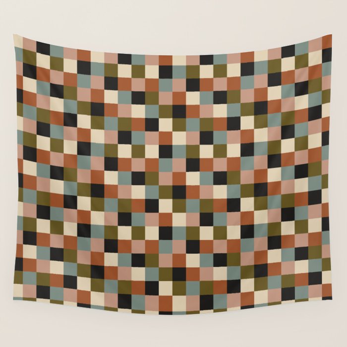 Bold Colorful Checks Pattern - Small II Wall Tapestry Gallery Image 4