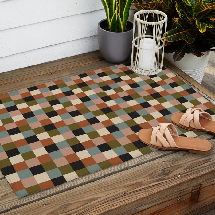 Bold Colorful Checks Pattern - Small II Outdoor Rug Gallery Image 2