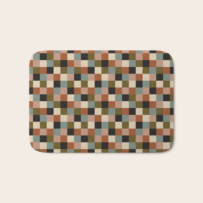 Bold Colorful Checks Pattern - Small II Bath Mat Gallery Image 1