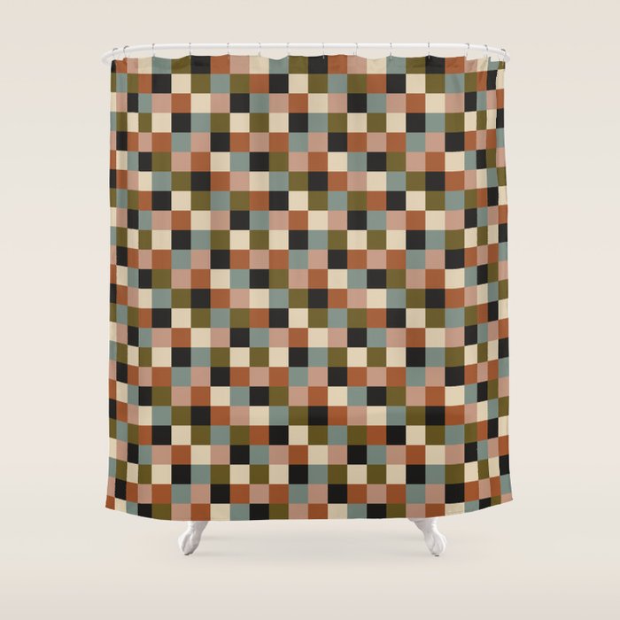 Bold Colorful Checks Pattern - Small II Shower Curtain Gallery Image 1
