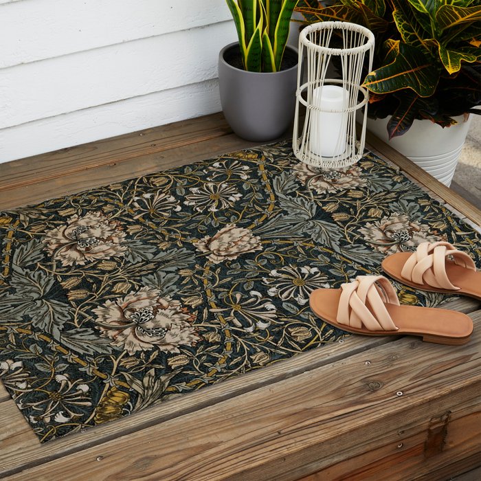 William Morris floral, honeysucklea Outdoor Rug Gallery Image 2
