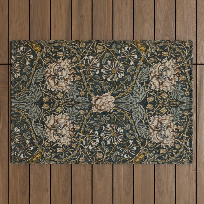 William Morris floral, honeysucklea Outdoor Rug Gallery Image 1