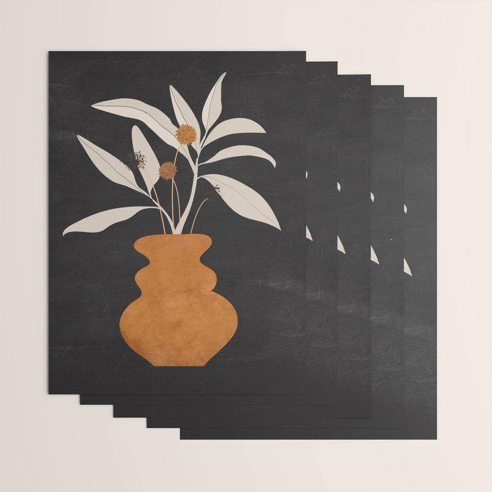 Minimal Abstract Art Vase Plant 11 Wrapping Paper Gallery Image 3