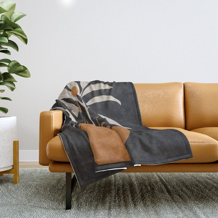 Minimal Abstract Art Vase Plant 11 Throw Blanket Gallery Image 1