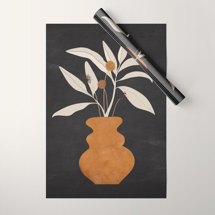 Minimal Abstract Art Vase Plant 11 Wrapping Paper Gallery Image 1
