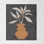 Minimal Abstract Art Vase Plant 11 Throw Blanket Gallery Image 2