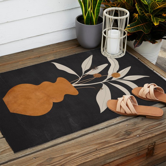 Minimal Abstract Art Vase Plant 11 Outdoor Rug Gallery Image 2