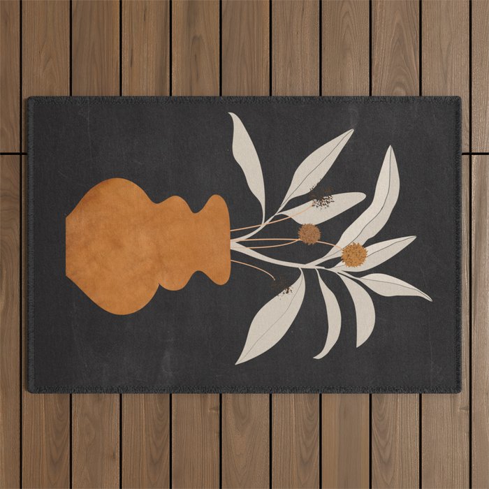 Minimal Abstract Art Vase Plant 11 Outdoor Rug Gallery Image 1