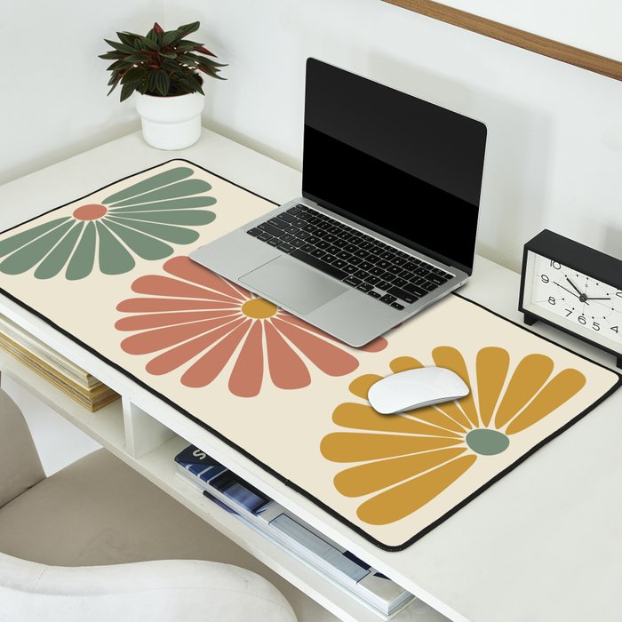 Retro Summer Daisies I Desk Mat Gallery Image 2