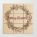 Merry Christmas Wreath Wood Wall Art Gallery Image 1
